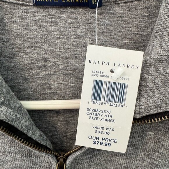 NWT Polo Ralph Lauren Men's Gray Quarter-Zip Pullover Sweater Size XL - Picture 3 of 5